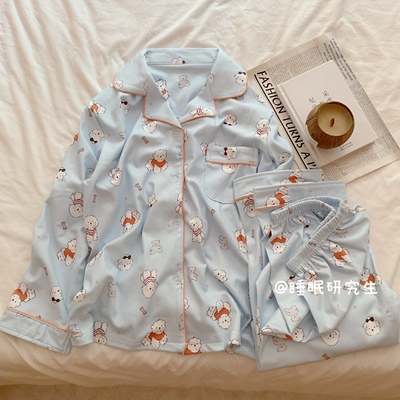 【可爱小卷毛】秋冬季女睡衣软料蓄热德绒家居服套装小狗开衫