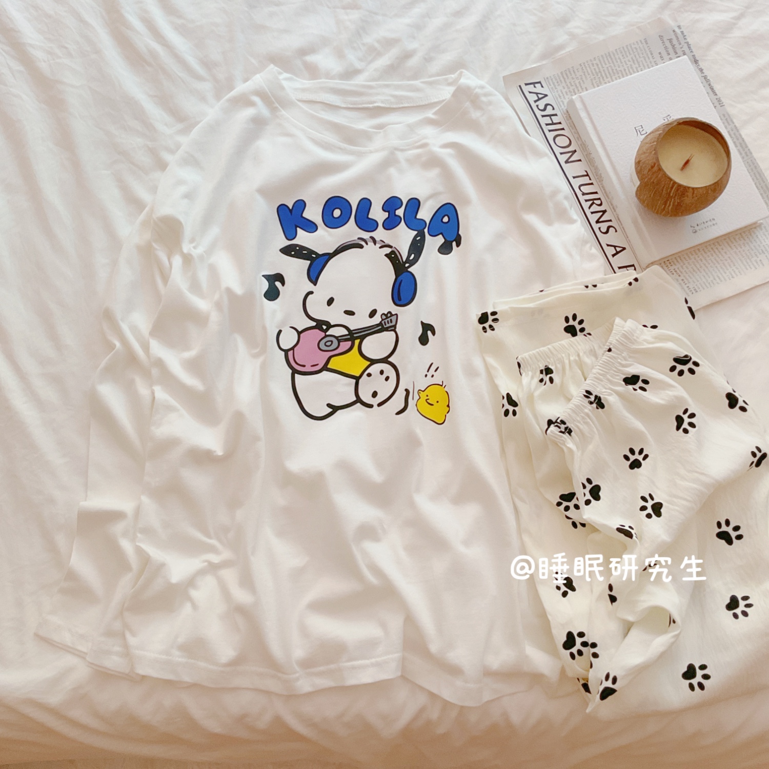 【生椰奶油】秋季女睡衣家居服套装纯棉上衣小奶皮睡裤拼配可外穿