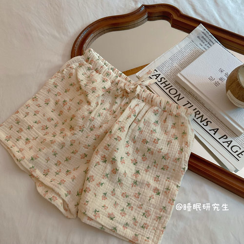 【超软baby裤】夏季新款女纯棉薄款睡裤全棉绉布婴儿纱休闲家居裤