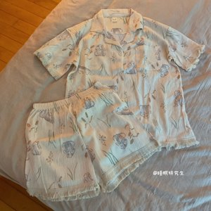 【伯爵下午茶】夏季女睡衣纯棉绉布两件套休闲宽松家居服套装