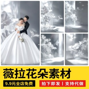 时尚高级薇拉风光影花朵主纱婚纱照修图背景高清JPG图片后期素材