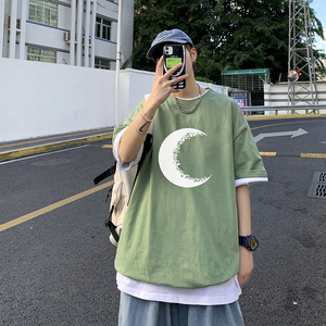 短袖t恤男夏季潮牌潮流ins宽松打底衫百搭情侣衣服A161-T09图片
