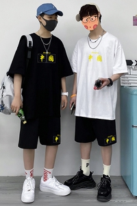男夏季网红短袖套装韩版宽松潮牌休闲帅气两件套A161-TZ09图片