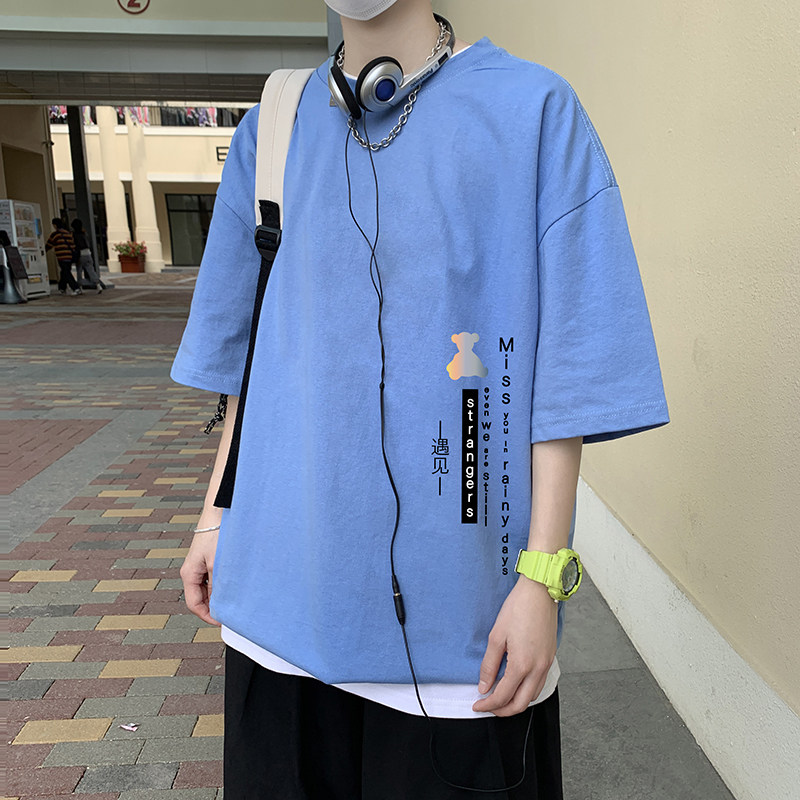 2021新款百搭男夏季短袖ins潮牌潮流半袖体恤宽松t恤A161-T18-P25图片
