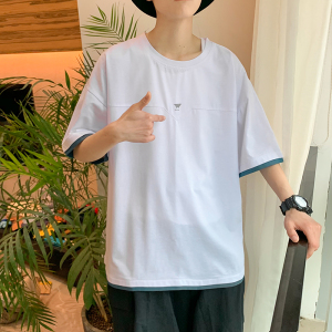 港风T恤男短袖潮牌潮流ins百搭宽松夏季半袖衣服A161-T301-P30,比较女人的衣服搭配什么鞋子图片