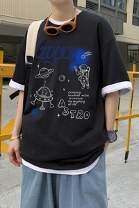 2021夏季新款休闲套装潮流宽松T恤潮牌男装搭配帅气A161-T05-P25图片