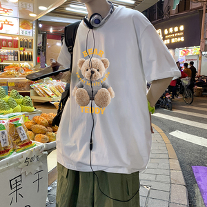 2021短袖t恤男潮牌体恤半袖韩版夏季上衣服宽松潮流A161-T03-P25,耐克T恤白蓝搭配图片