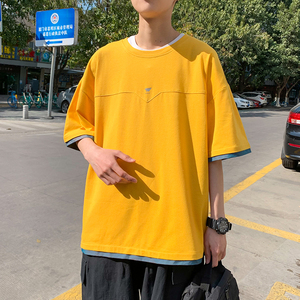 2021夏季衣服男潮流宽松百搭港风t恤短袖潮牌ins帅A161-T301-P30