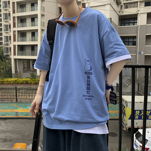 短袖男潮牌潮流2021新款衣服ins简约夏季宽松t恤百搭A161-T06,酒红色伞裙怎么搭配衣服图片