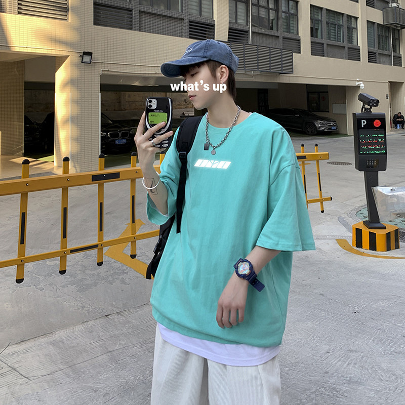 短袖男潮牌宽松t恤韩版潮流夏季ins上衣百搭港风半袖A161-T10,男装T恤,电商A161