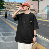 港风t恤男短袖百搭纯棉ins潮流时尚打底体恤春夏A161-T33-P30，男装T恤，电商A161