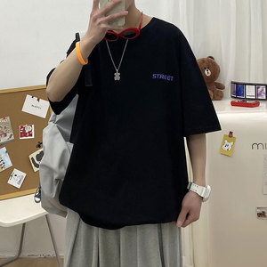 潮牌短袖男T恤夏季新款半袖港风大码ins简约体恤A161-T44-P25图片