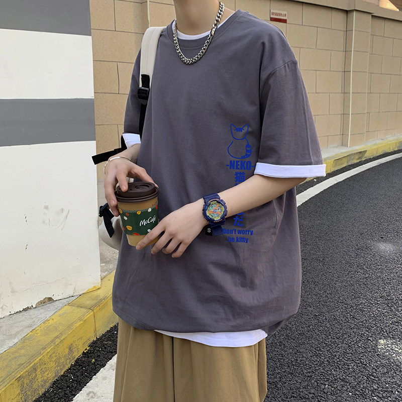 短袖t恤男ins潮流春夏季宽松百搭半袖男装A161-T06,男装T恤,电商A161