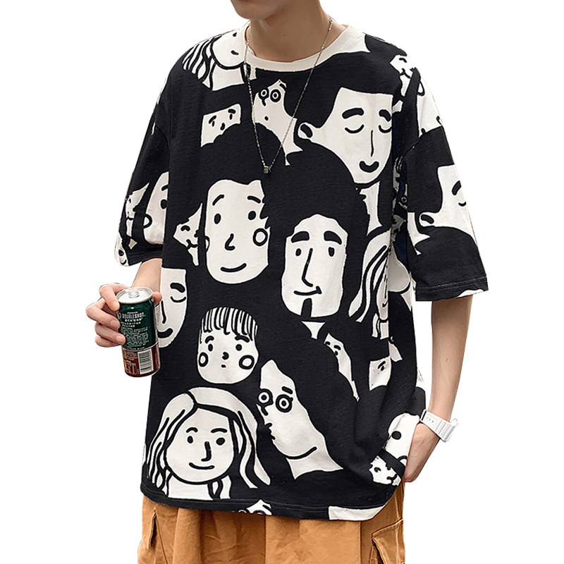 短袖T恤潮流宽松打底衫男装上衣服潮牌半截袖港风insA161-T50-P30,男装T恤,电商A161