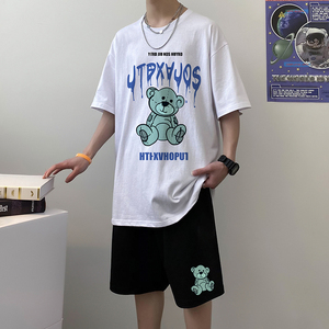 短袖t恤套装夏季潮流宽松休闲运动服装潮牌帅气搭配A161-TZ08图片
