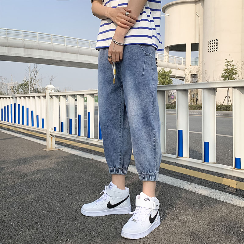 七分裤男夏季宽松八分阔腿牛仔裤大码韩版潮流休闲A161,男装牛仔裤,电商A161