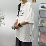 白色短袖t恤新款港风简约百搭潮牌潮流ins半袖A161-T088，男装T恤，电商A161