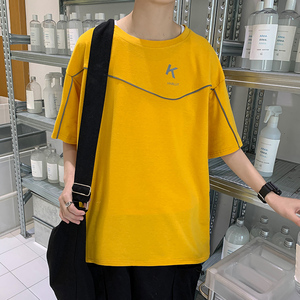纯色短袖打底t恤男ins港风宽松百搭衣服情侣半袖上衣A161-B08-P30图片