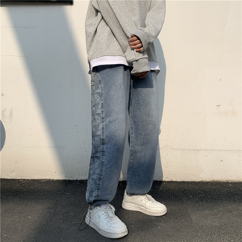 牛仔裤宽松直筒2021年新款春秋季潮牌薄款休闲长裤A161,男装牛仔裤,电商A161