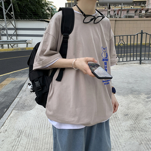 短袖男t恤夏季2021韩版宽松百搭上衣宽松潮流ins潮牌A161-T06图片