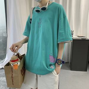 港风短袖t恤男夏季韩版潮流百搭圆领个性时尚男体恤A161-T23-P25图片
