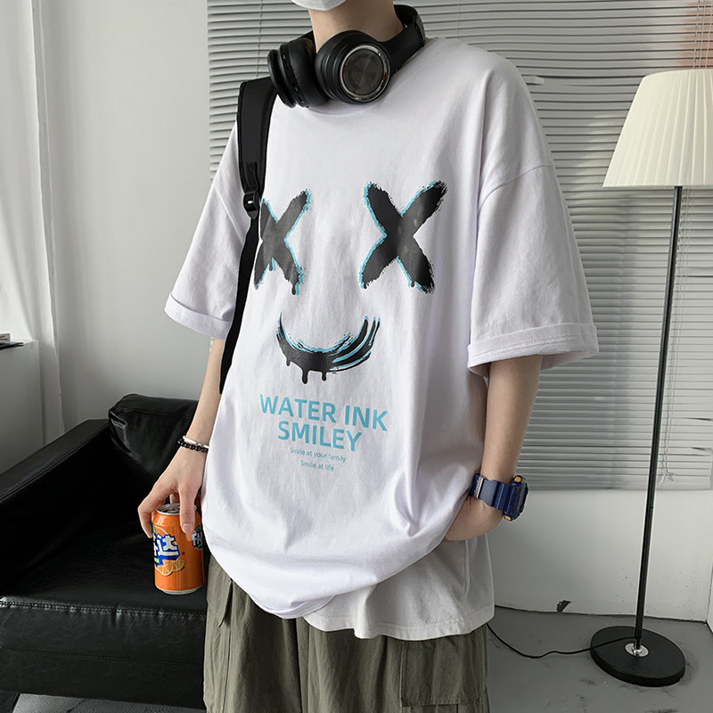 夏季短袖T恤男韩版潮流宽松圆领打底衫潮牌男半截袖A161-T19-P25图片