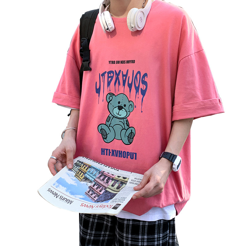 夏新款ins潮牌印花短袖T恤男嘻哈宽松情侣体恤A161-T42,男装T恤,电商A161