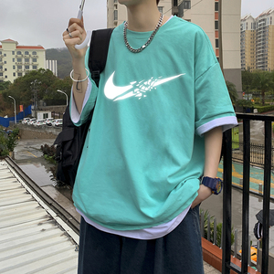 t恤夏潮牌港风ins潮流休闲短袖体恤2021新款宽松体桖A161-T02-P25图片