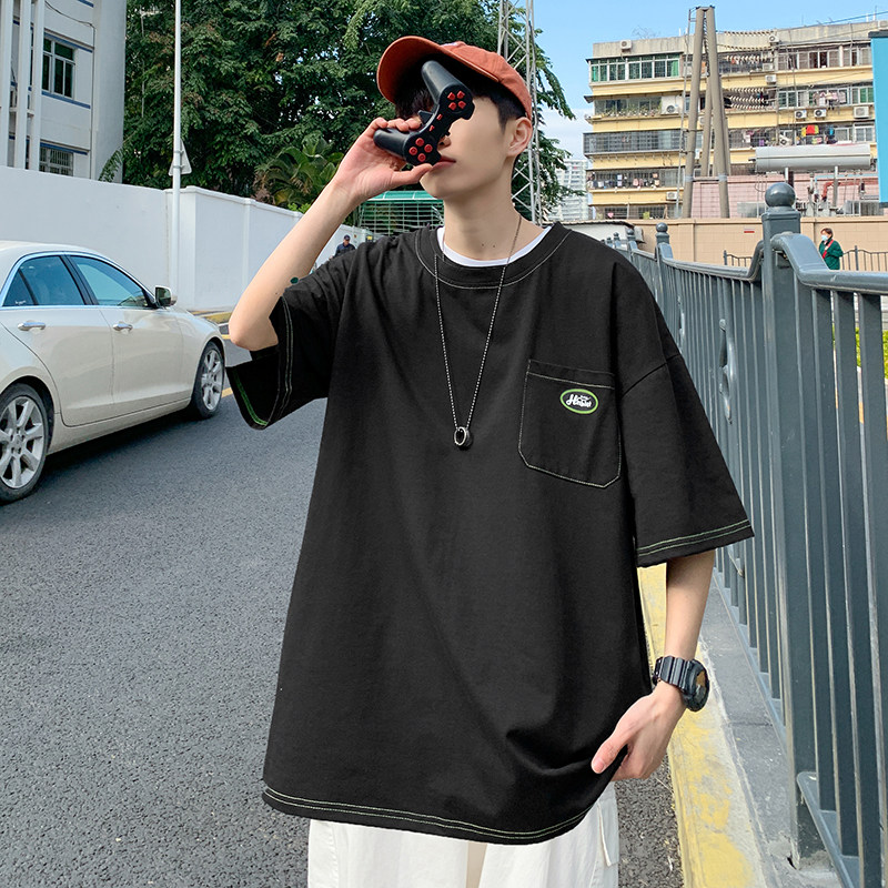 短袖男潮牌潮流2021新款衣服ins简约港风百搭超火t恤A161-T33-P30,男装T恤,电商A161
