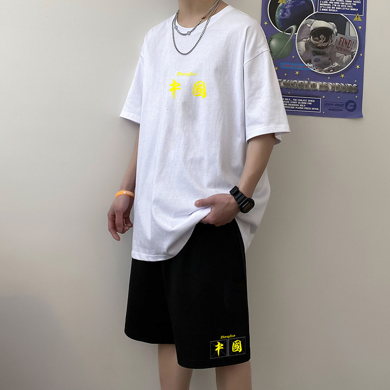 潮牌短袖休闲运动套装韩版帅气青少年短裤夏季潮流A161-TZ09,男装休闲套装,电商A161