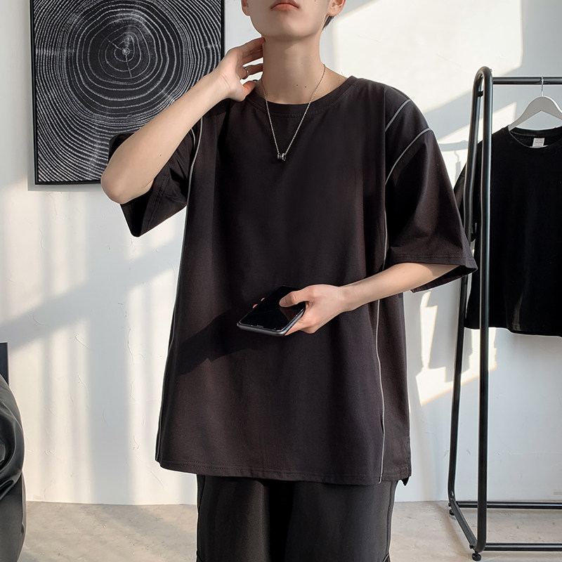 短袖男潮牌宽松夏季t恤潮流嘻哈衣服ins超火港风百搭A161-B09图片