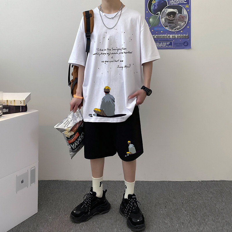 夏季套装T恤加短裤一套ins潮牌帅气休闲运动跑步A161-TZ07,男装休闲套装,电商A161