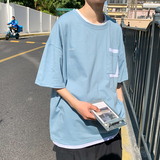 文艺店短袖t恤男宽松日系ins简约百搭港风潮牌夏季A161-T34，男装T恤，电商A161