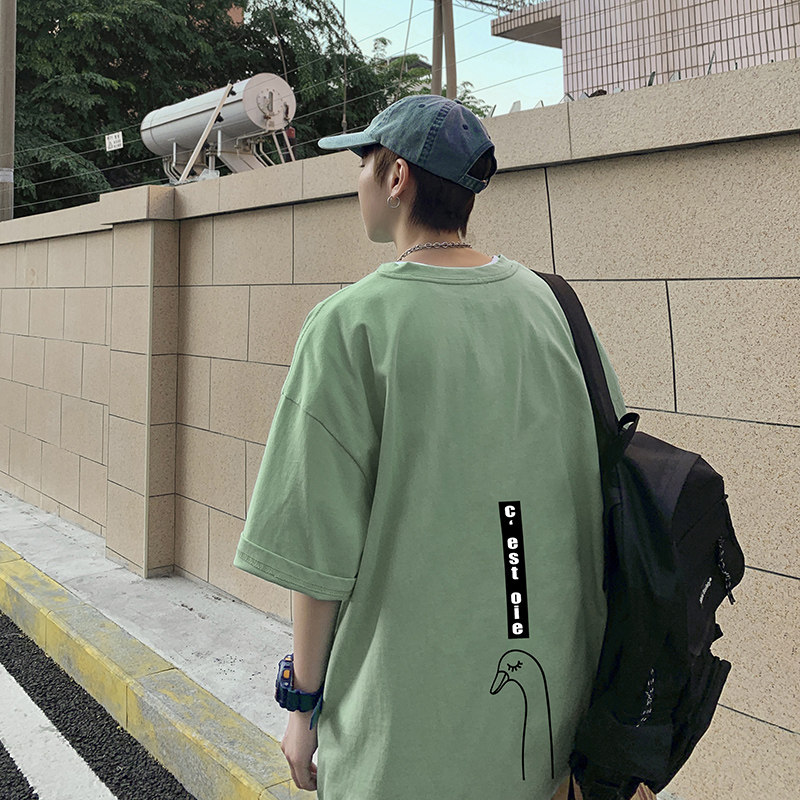 短袖t恤男潮牌衣服ins港风夏季宽松简约百搭男生体恤A161-T13,男装T恤,电商A161