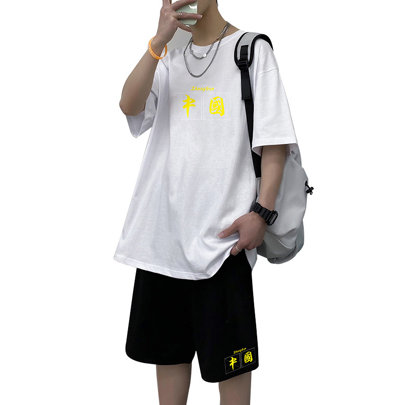 潮牌短袖休闲运动套装韩版帅气青少年短裤夏季潮流A161-TZ09,男装休闲套装,电商A161