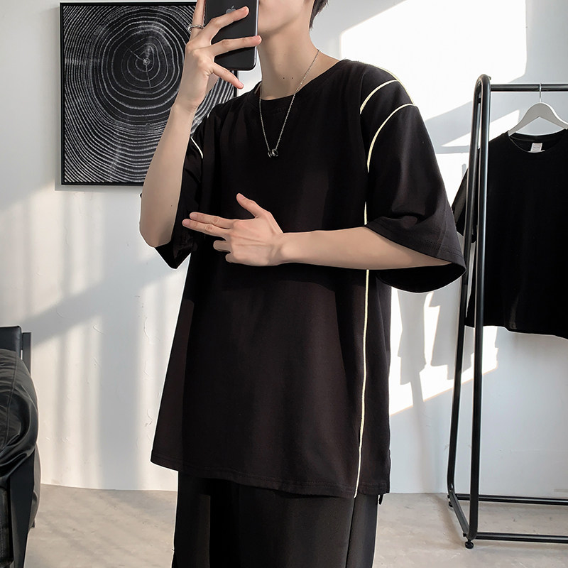 短袖男潮牌宽松夏季t恤潮流嘻哈衣服ins超火港风百搭A161-B09,男装T恤,电商A161