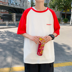情侣t恤夏潮牌2021新款百搭短袖ins圆领宽松男女同款A161-T30-P30图片