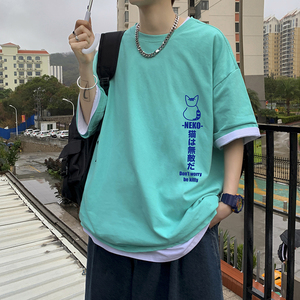 短袖男潮牌潮流2021新款衣服ins简约夏季宽松t恤百搭A161-T06