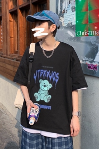 t恤男短袖情侣高端潮牌潮流宽松ins港风半袖体恤衣服A161-T42-P25图片
