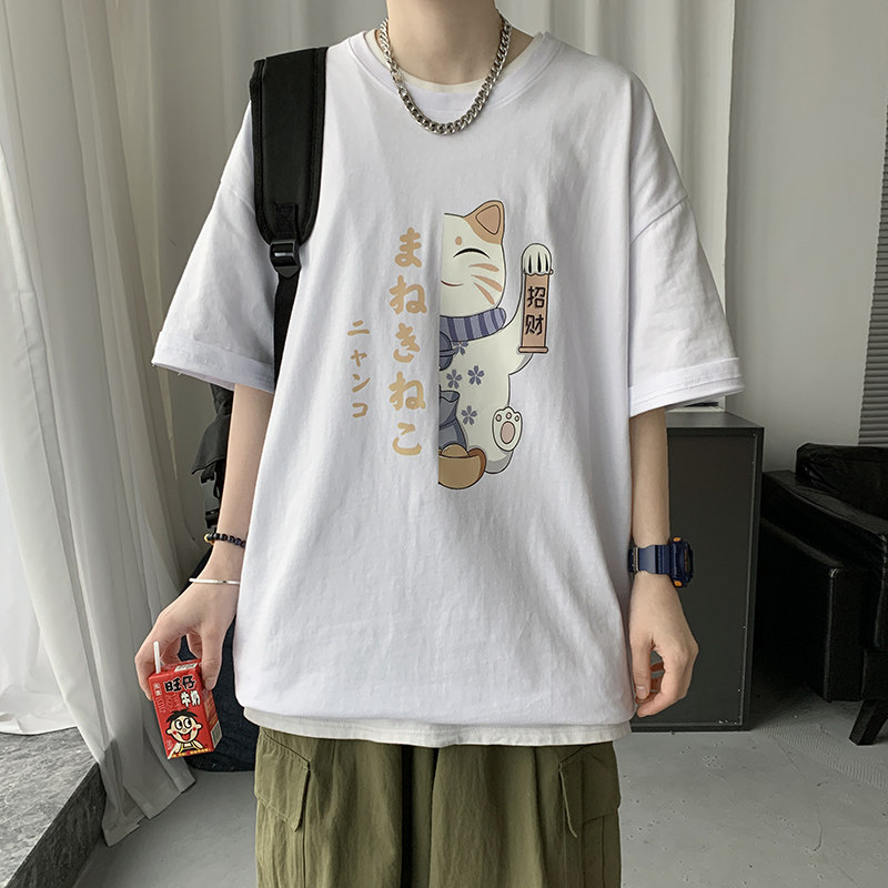 短袖t恤男潮牌潮流衣服ins港风夏季宽松百搭男生体恤A161-T28,男装T恤,电商A161