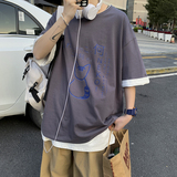 ins超火情侣t恤男短袖潮牌百搭宽松上衣潮流帅气体恤A161-T17，男装T恤，电商A161