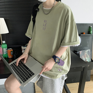 2021新款短袖男t恤宽松潮流夏季衣服潮牌百搭体恤衫A161-T23图片