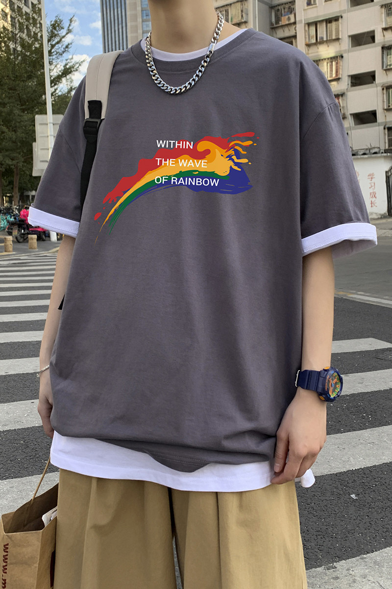 ins潮牌超火百搭t恤男女夏季街头半袖上衣情侣装A161-T07,男装T恤,电商A161