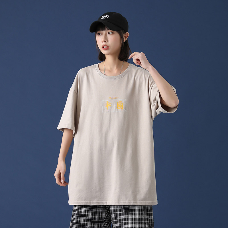夏季短袖T恤男ins港风潮牌个性韩版潮流宽松圆领半袖A161-T43-P25图片
