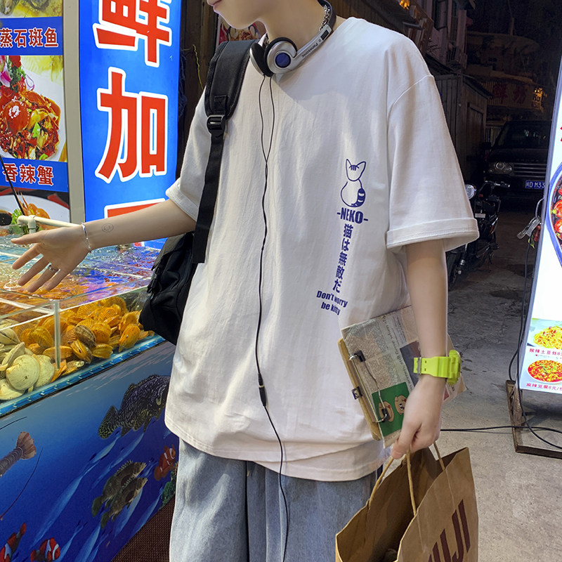 短袖男t恤夏季2021韩版宽松百搭上衣宽松潮流ins潮牌A161-T06,男装T恤,电商A161