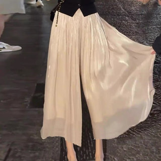 薄款冰丝垂感阔腿纱裙女2026夏季新款小个子高腰显瘦八分裙裤百搭