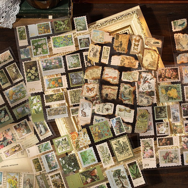 语闲落日邮局邮票高颜值烫金贴纸