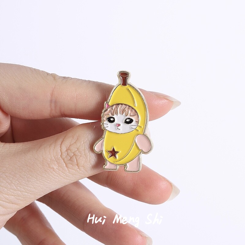 可爱小猫表情包pin香蕉猫金属徽章卡通猫猫胸针礼物背包饰品