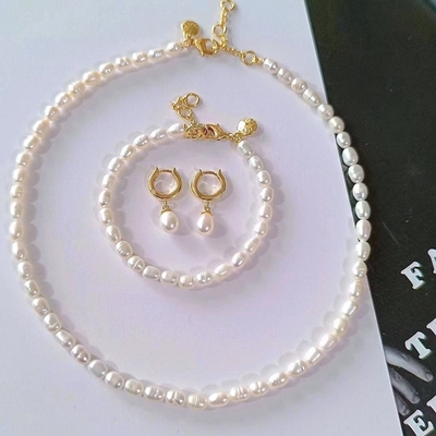 淡水珍珠耳环手链短款项链纯手工