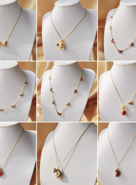 活动捡漏小众logo镀真金珐琅微镶锆石小动物短款时尚毛衣链项链女